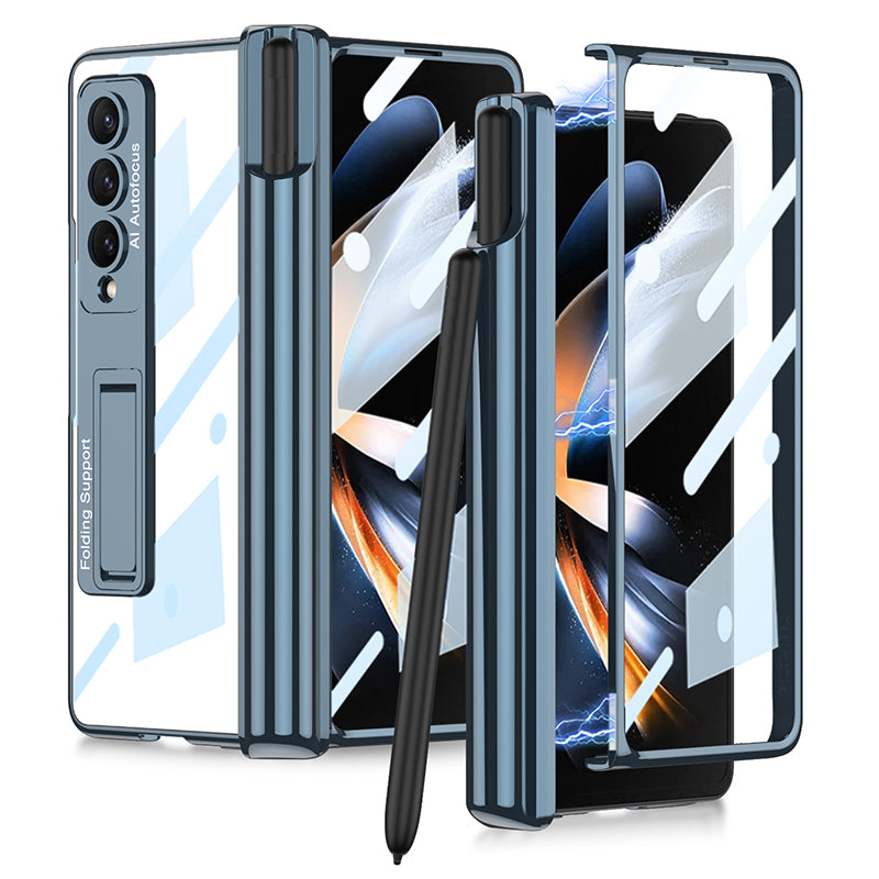GKK Stødsikker Kickstand-etui til Samsung Galaxy Z Fold4 5G Hard PC-telefontaske med HD-skærmbeskytter GKK Stødsikker Kickstand-etui til Samsung Galaxy Z Fold4 5G Hard PC-telefontaske med HD-skærmbeskytter